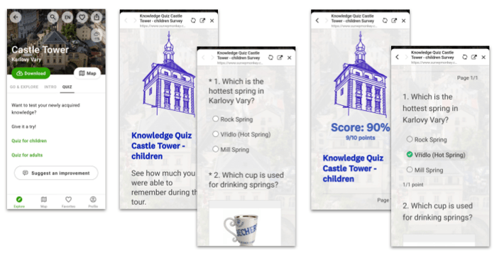 Custom quizzes in SmartGuide digital audio guide