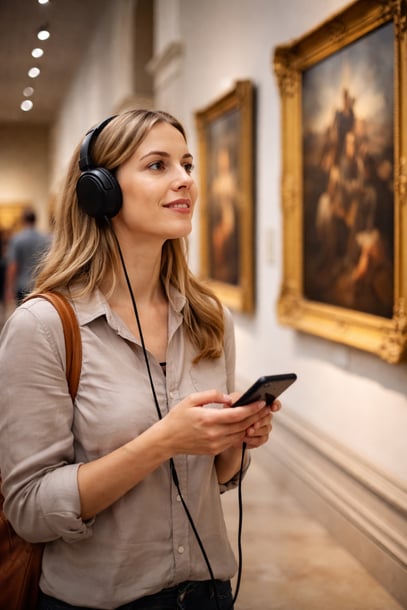Visitor listening to digital audio guide