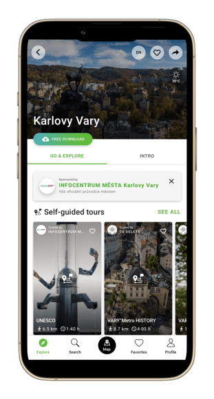 Exploring Karlovy Vary with a city card and SmartGuide tour guide system 05