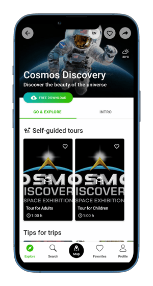 SmartGuide digital audio guide for indoor and outdoor expositions - Cosmos Discovery
