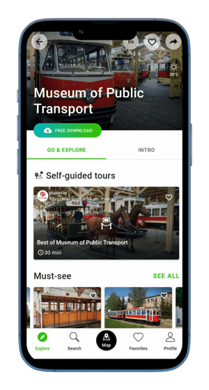 SmartGuide digital audio guide for indoor and outdoor expositions - Museum of Public Transport on SmartGuide