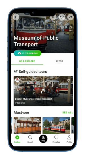SmartGuide digital audio guide for indoor and outdoor expositions - Museum of Public Transport on SmartGuide