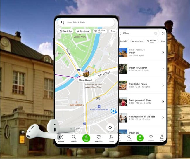 SmartGuide maps on the app of Pilsner Urquell Brewery and Museum