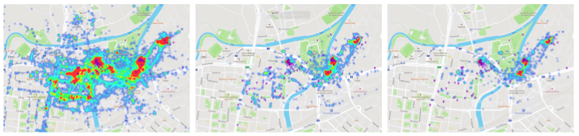 GPS heatmaps of SmartGuide audio guide for Pilsen