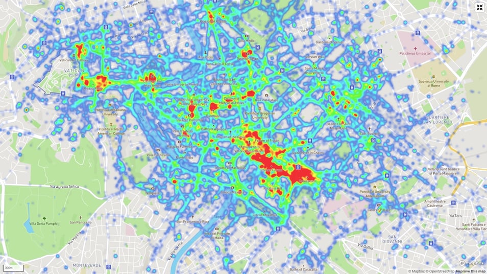 SmartGuide GPS heatmaps of tourist behavior in destinations