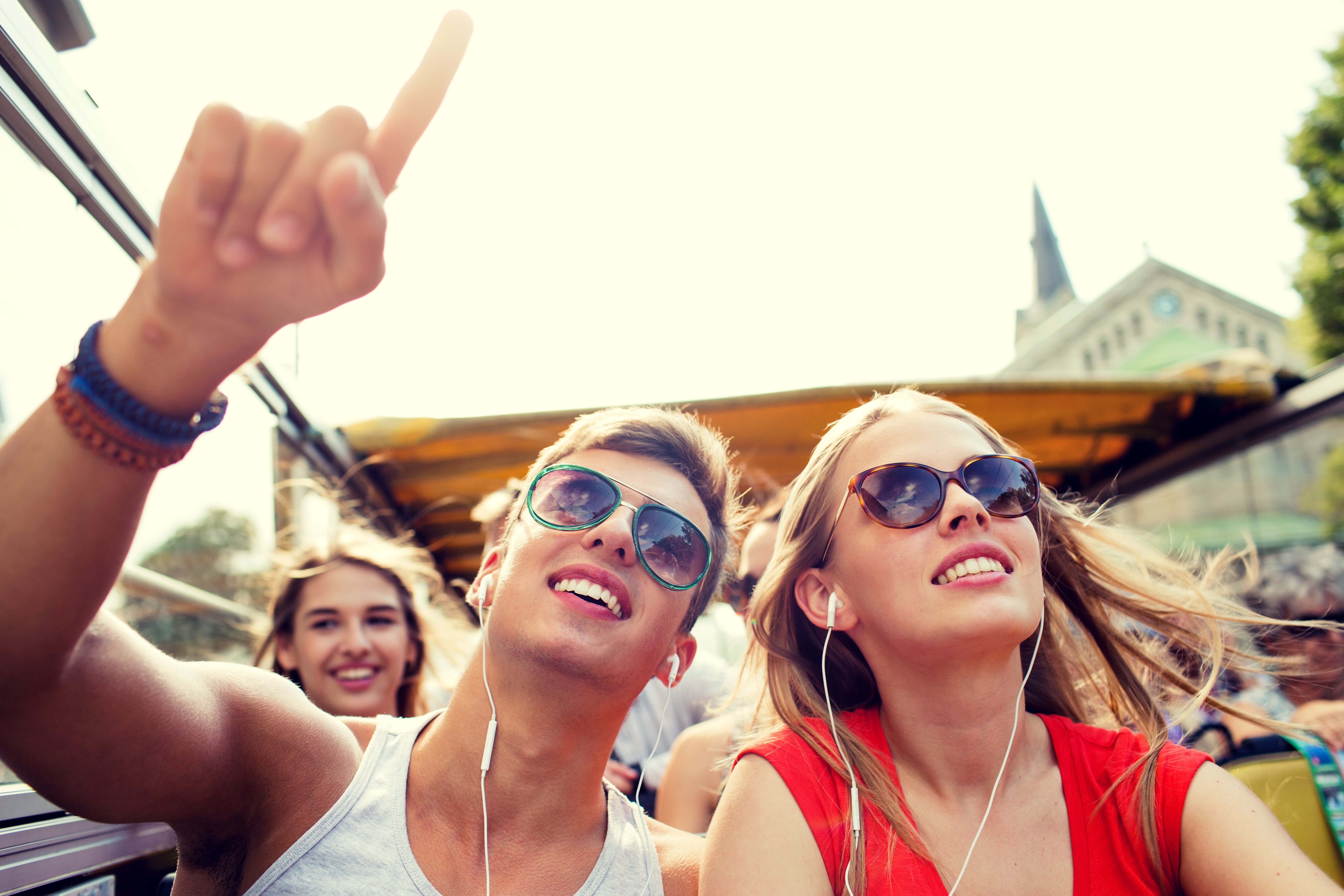 Tourist enjoying self-guided tours