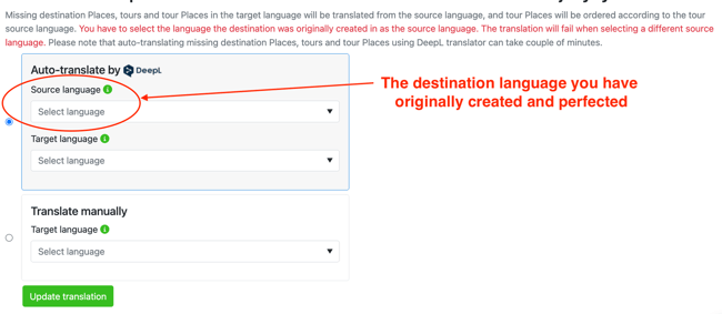 Choose the language of the destination you originally created. at SmartGuide CMS